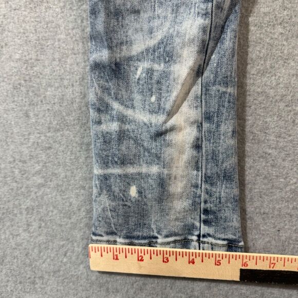 Smoke Rise Jeans Mens 32x32 Tie Die Ripped Slim Fit Distressed Washed Blue Logo - Picture 8 of 16